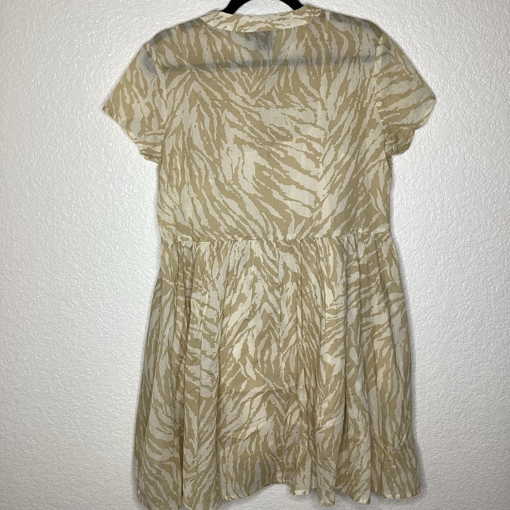 GAP SIZE XS DRESS EMPIRE WAIST MIDI BROWN ZEBRA ANIMAL PRINT GUC - Picture 13 of 16